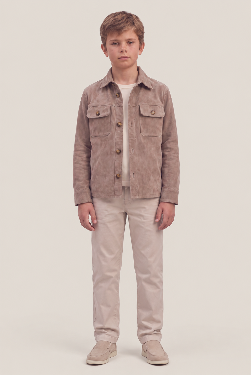 Adrien Jungen Overshirt aus Wildleder – Vison