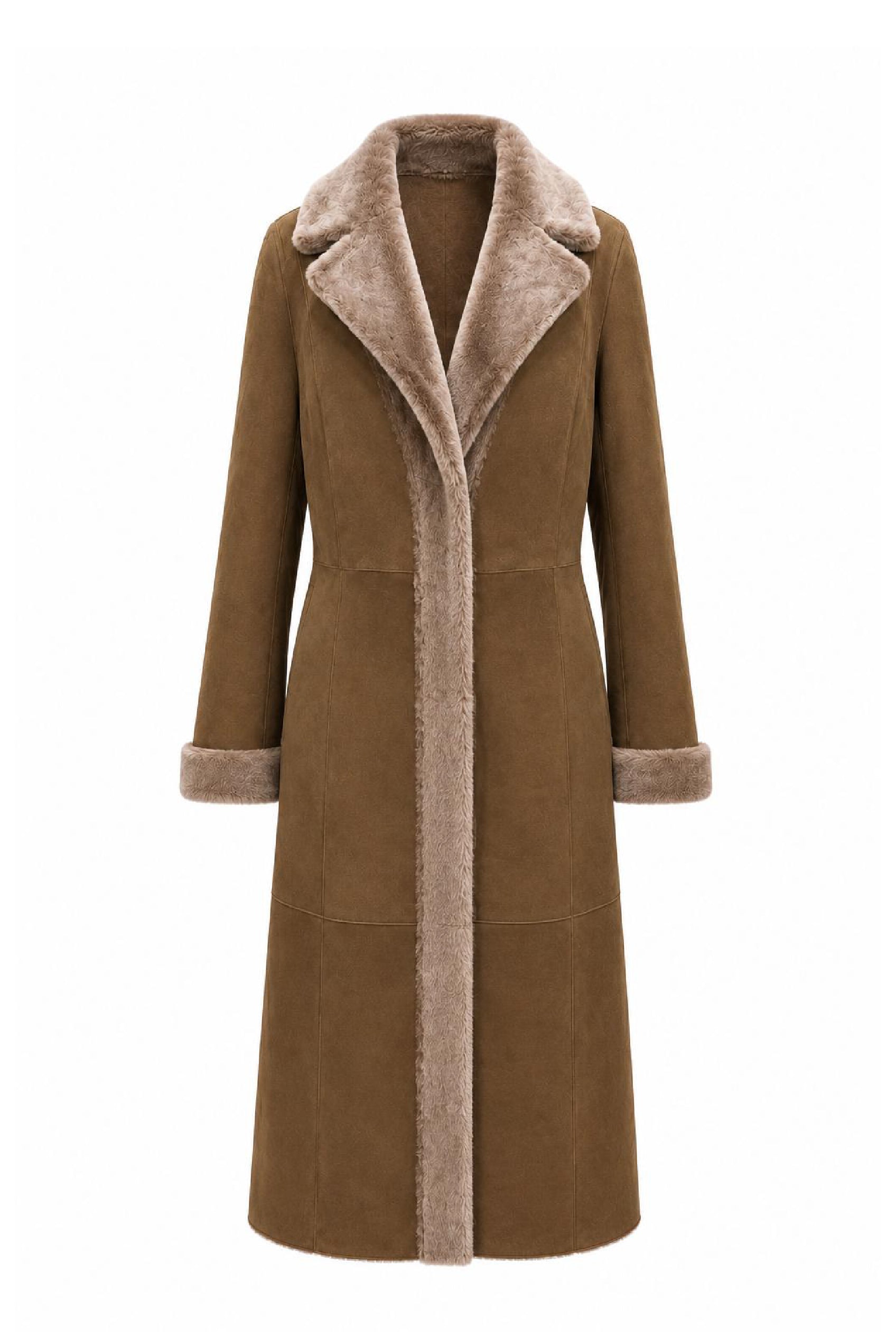 <tc>Tosca Manteau Réversible en Peau Lainée - Tabac</tc>