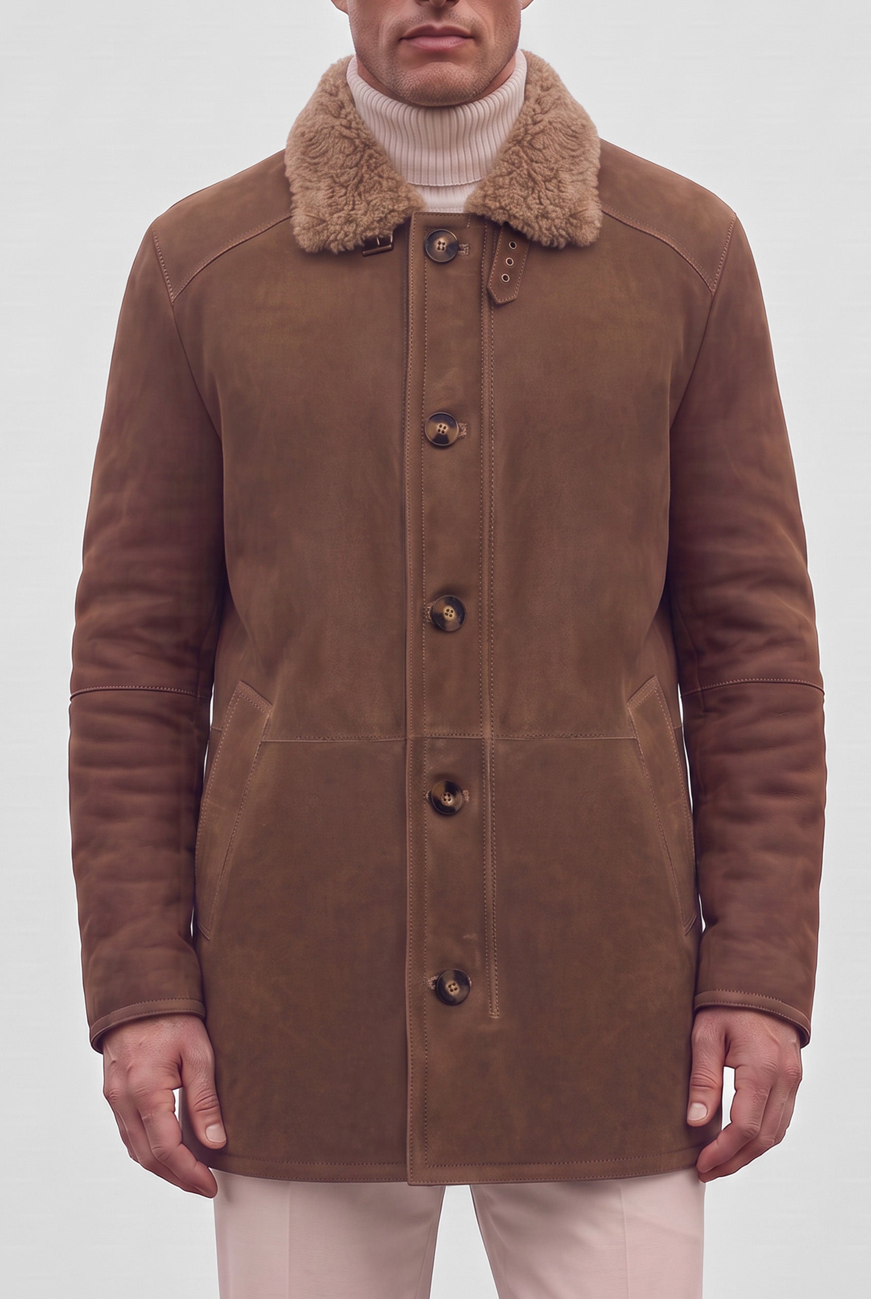 <tc>Victor Manteau pour Homme en Peau Lainée - Camel</tc>