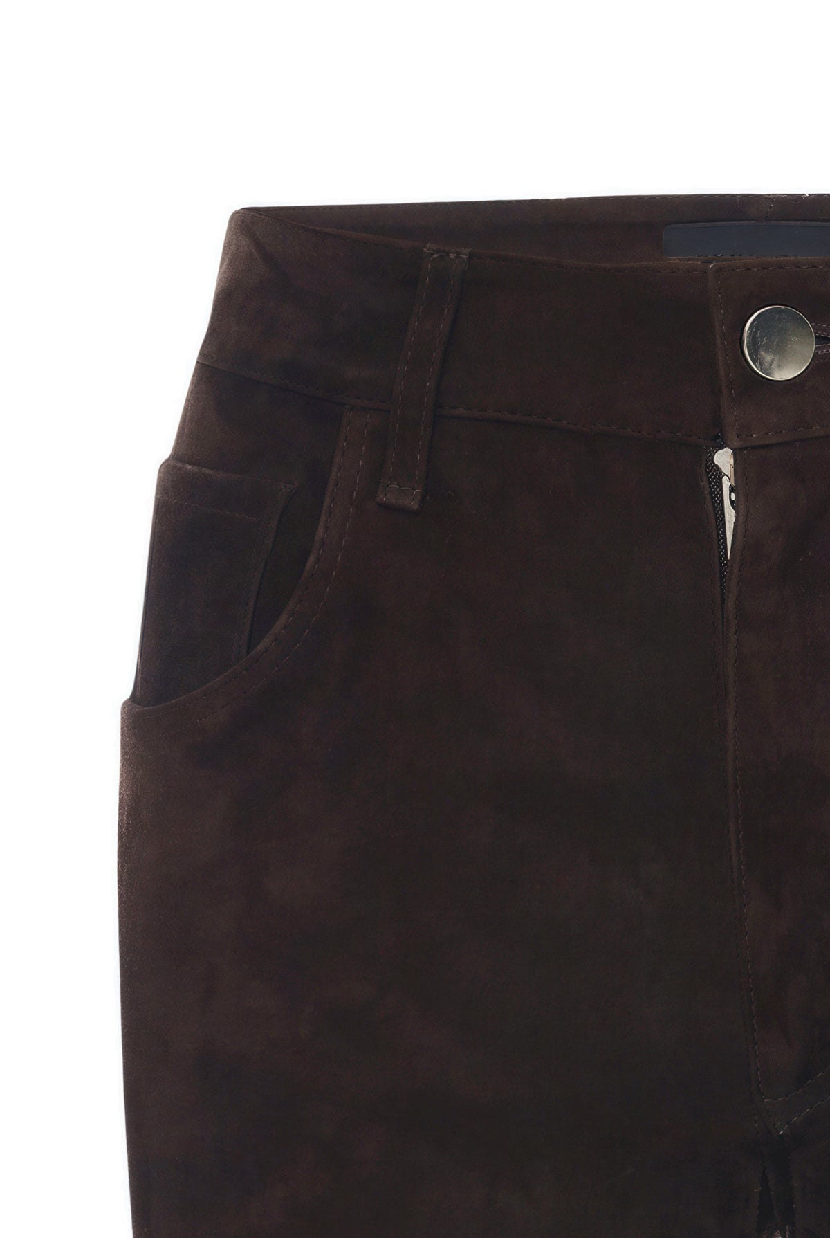 Rico Suede Leather Pants - Brown