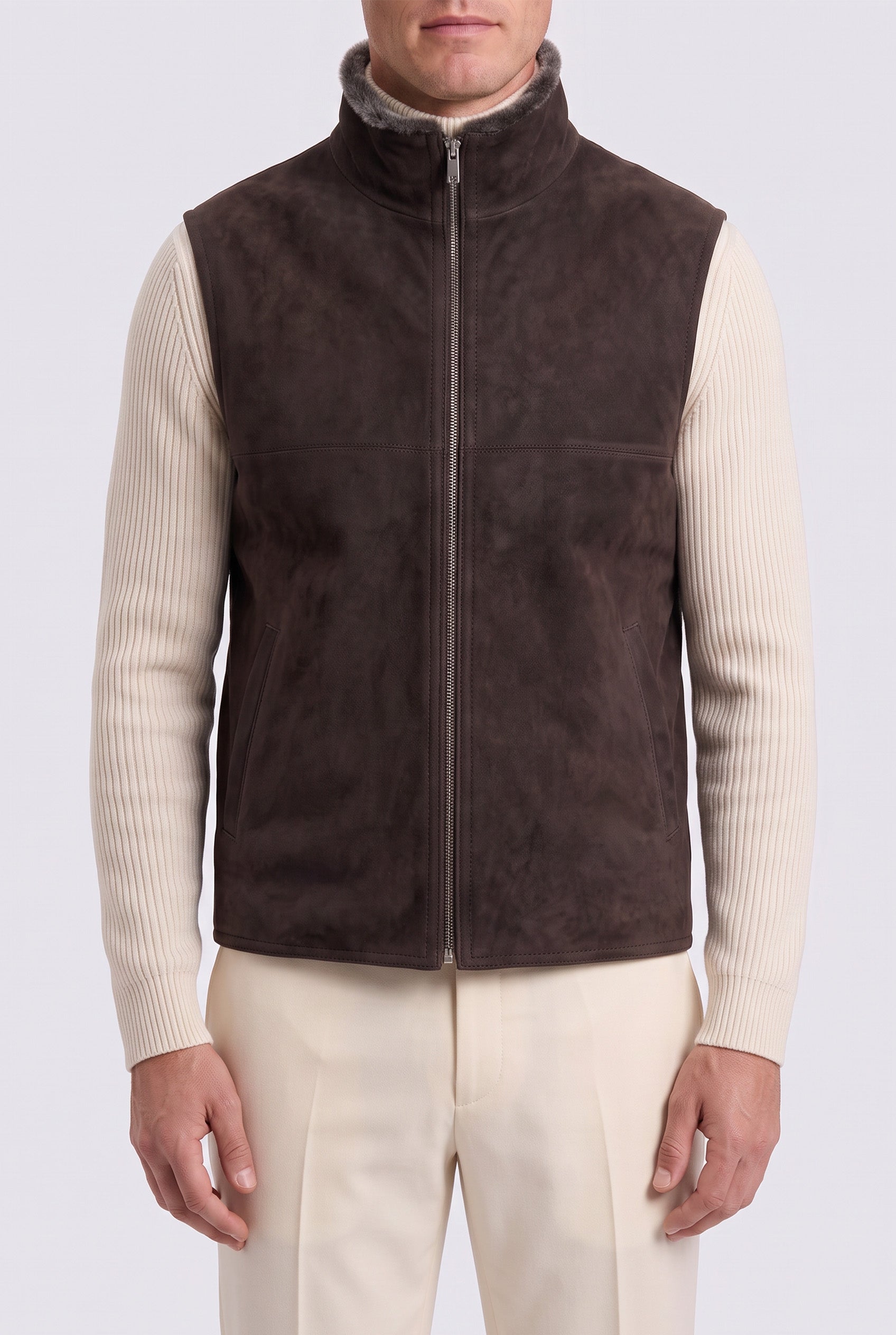 <tc>Sam Gilet pour Homme en Shearling - Marron</tc>