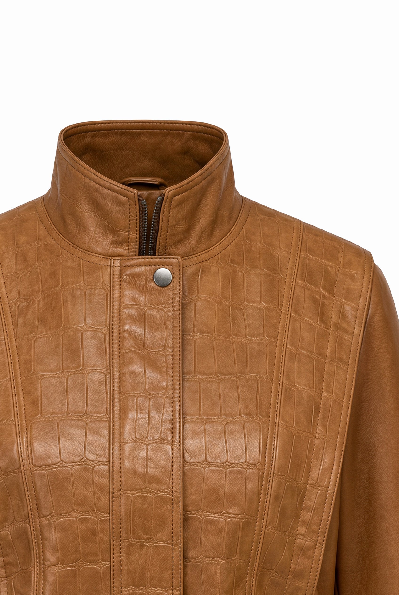 Delphine Women’s Leather Jacket - Cognac