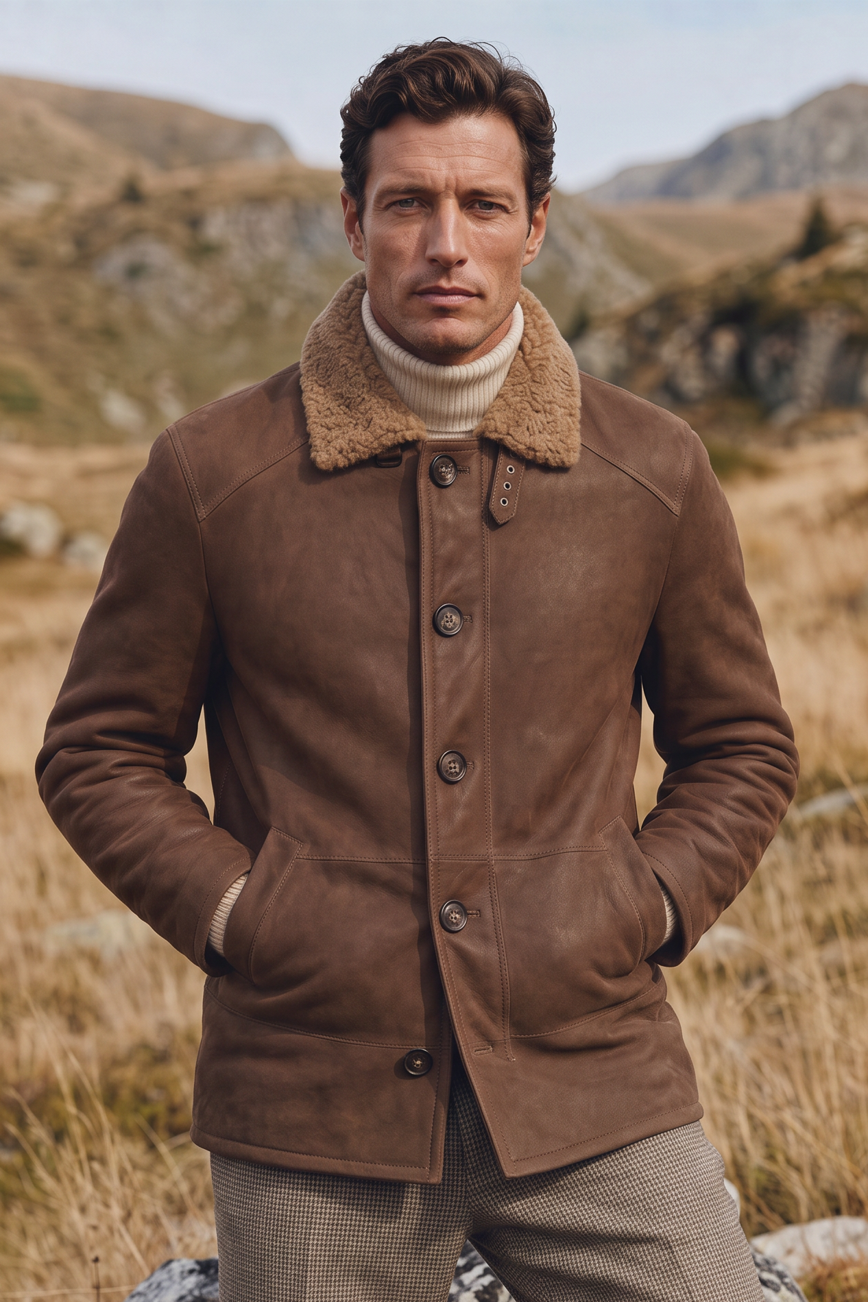 <tc>Victor Manteau pour Homme en Peau Lainée - Camel</tc>