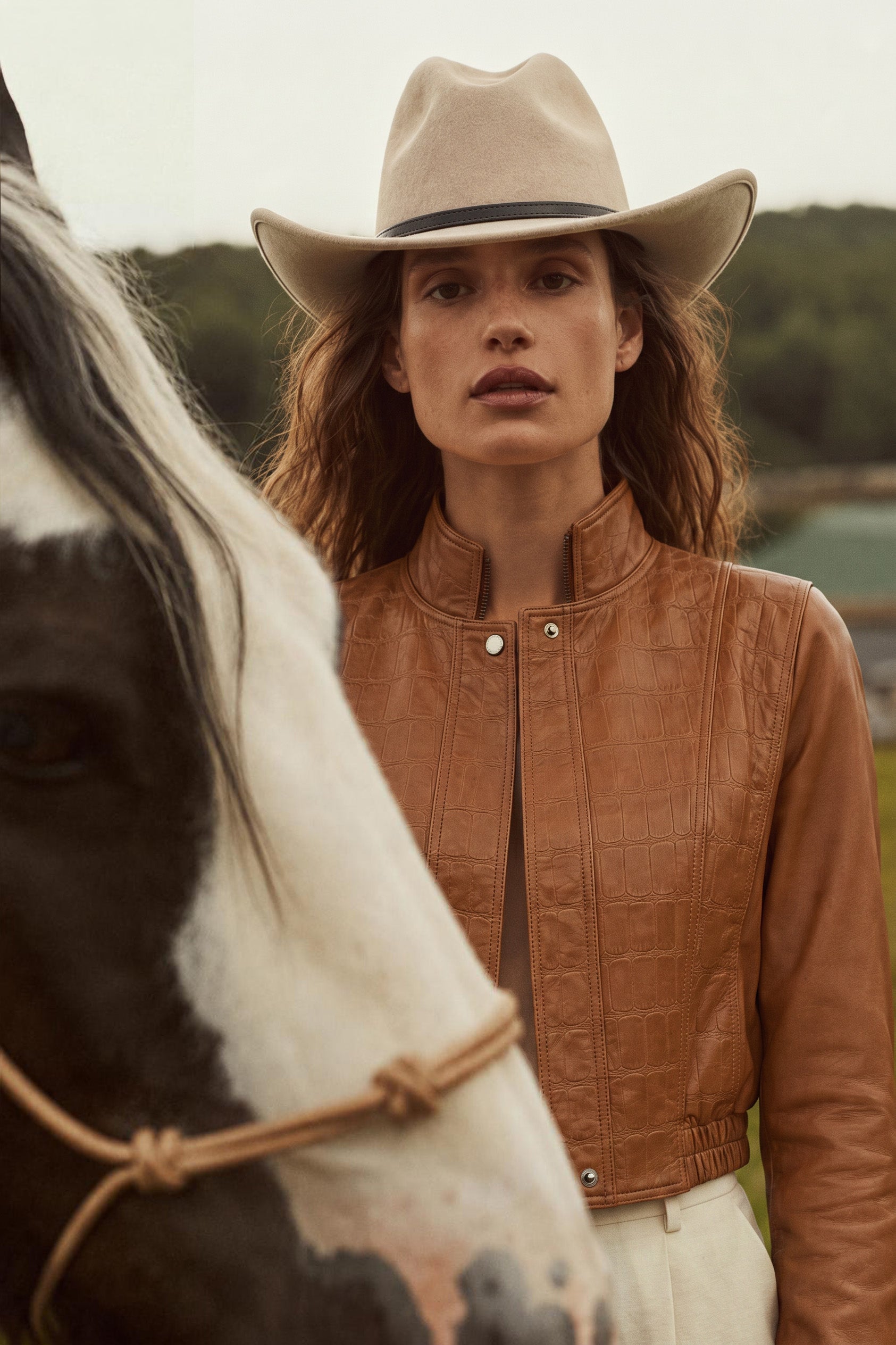 Delphine Women’s Leather Jacket - Cognac