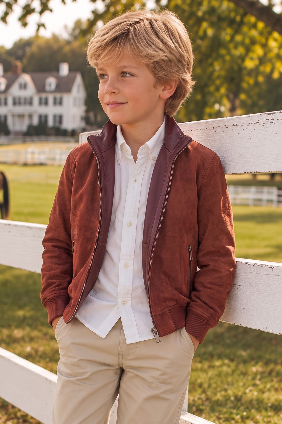 Flora Boys Reversible Suede Jacket - Burgundy