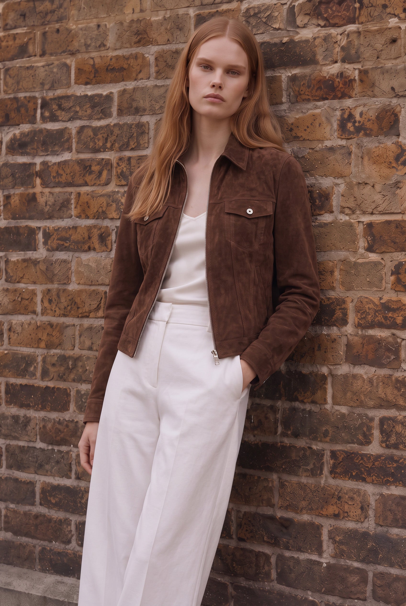 Lana Women’s Suede Jacket - Milk Brown