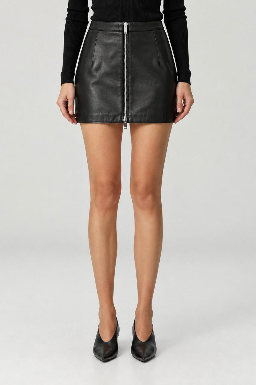Minigonna in pelle Dafne - Nero
