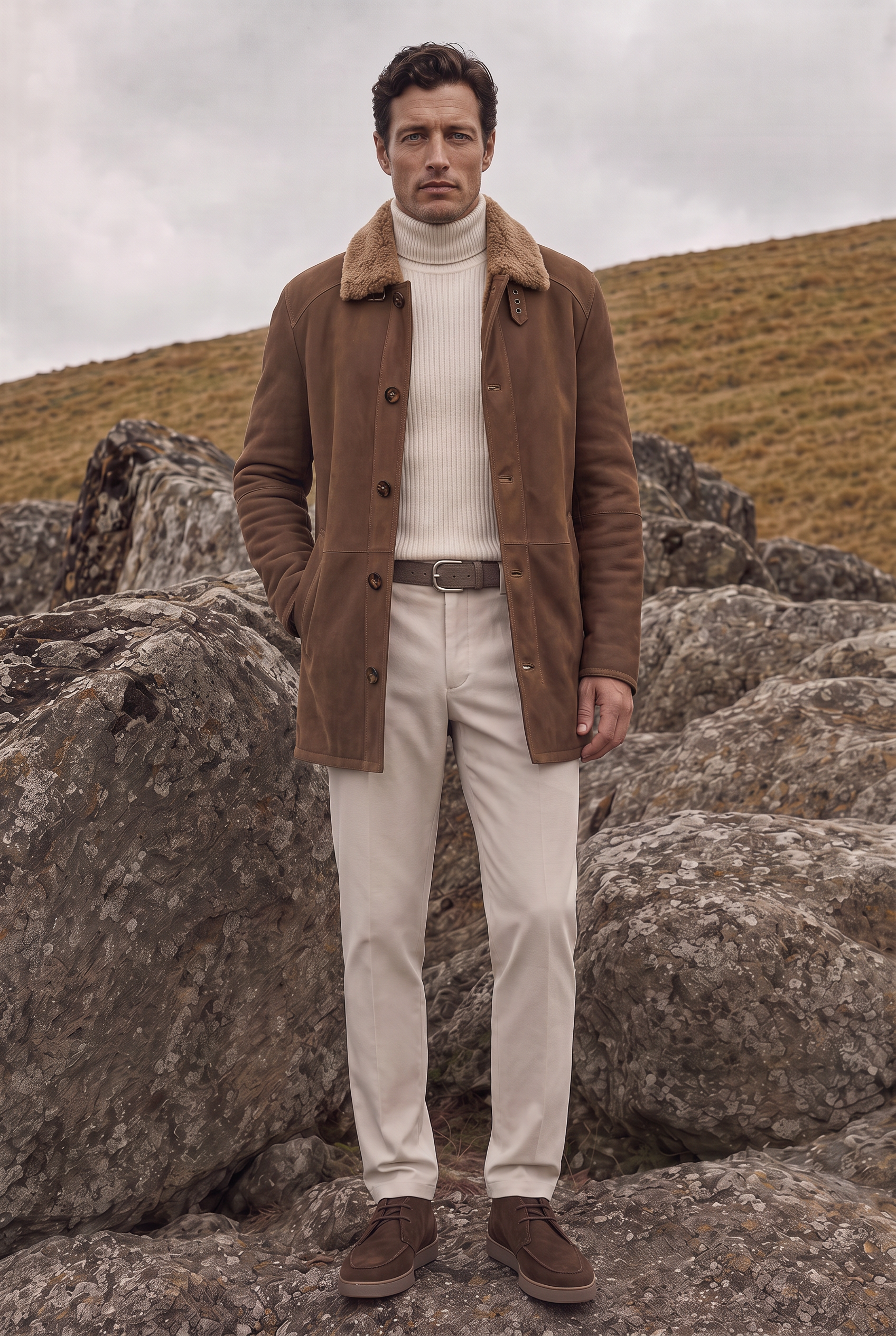 <tc>Victor Manteau pour Homme en Peau Lainée - Camel</tc>