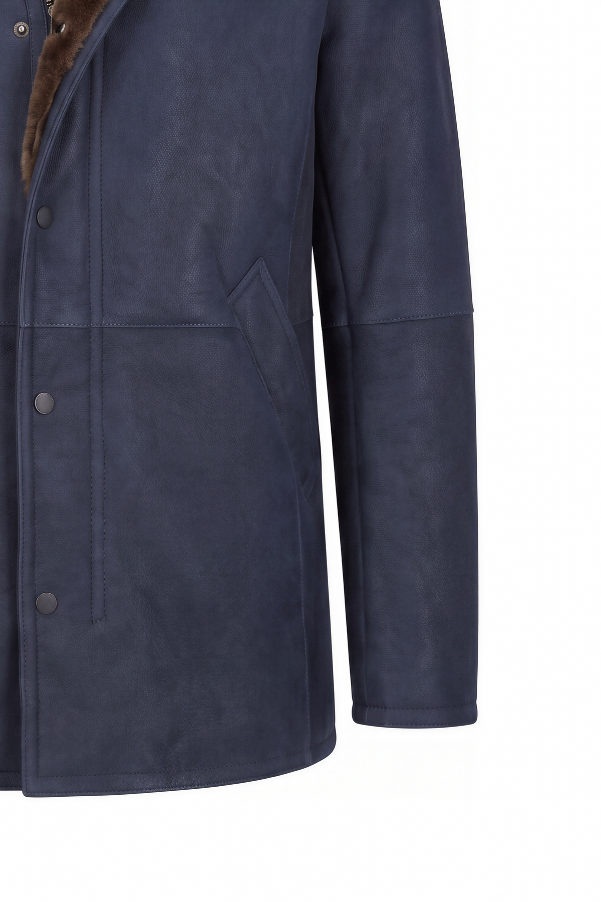 Montel Shearling-Lammfellmantel – Marineblau