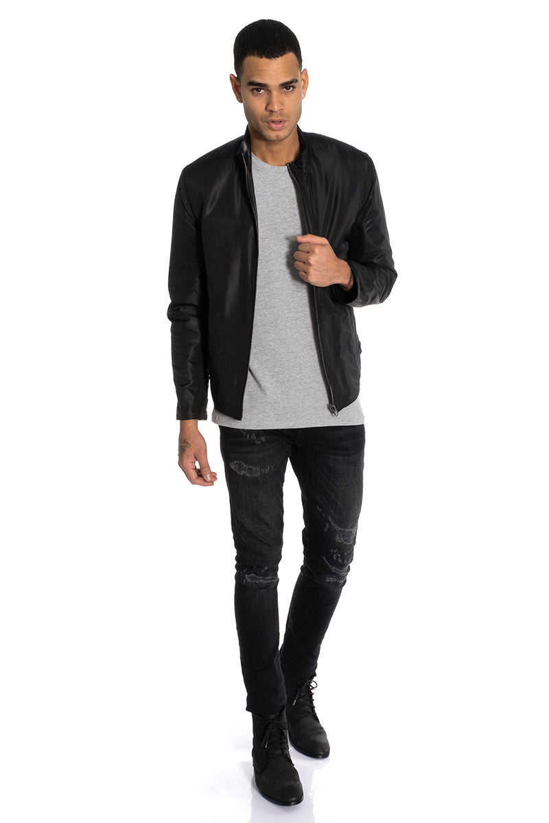 Loris Men's Black Reversible Leather Jacket - Black