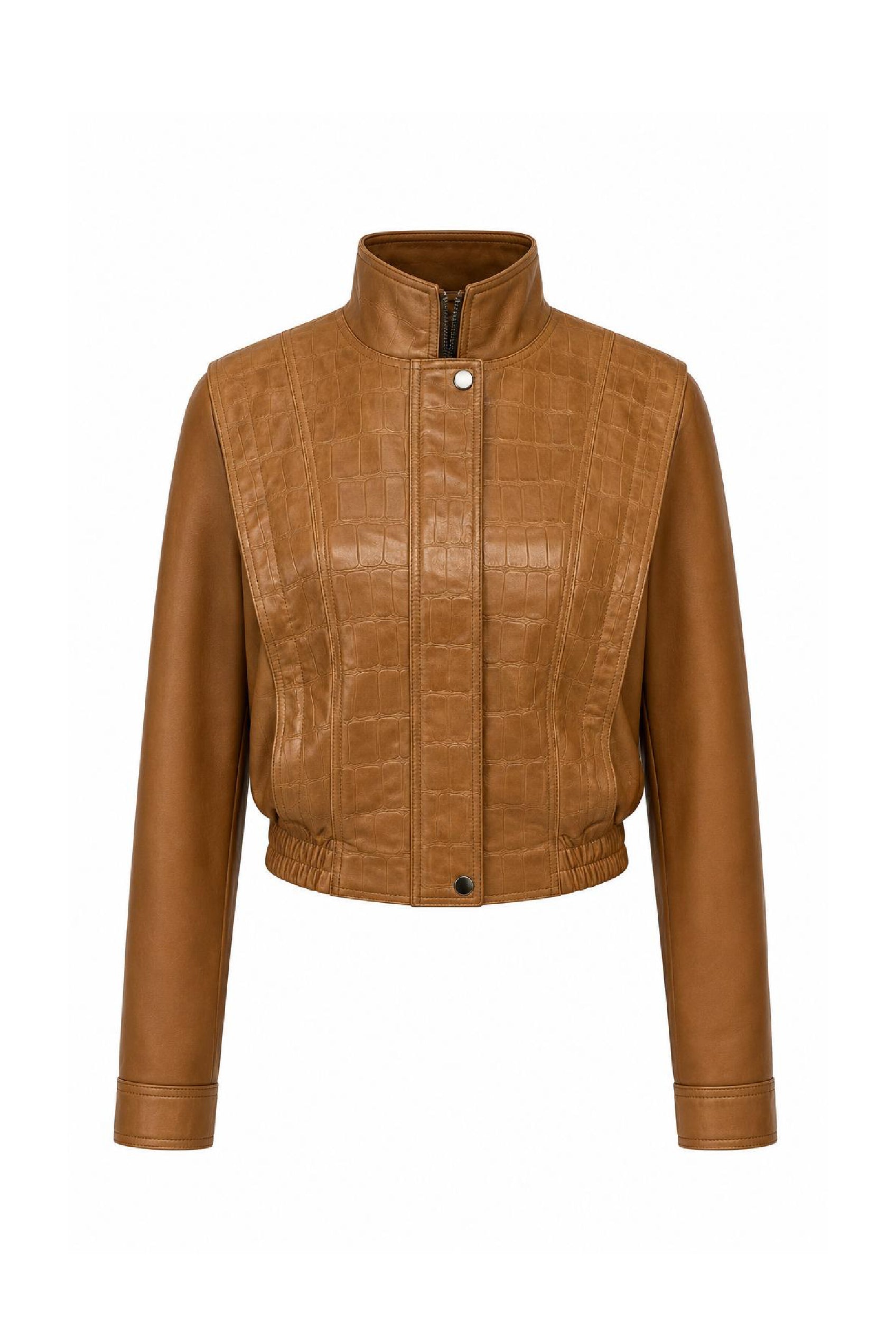 Delphine Women’s Leather Jacket - Cognac