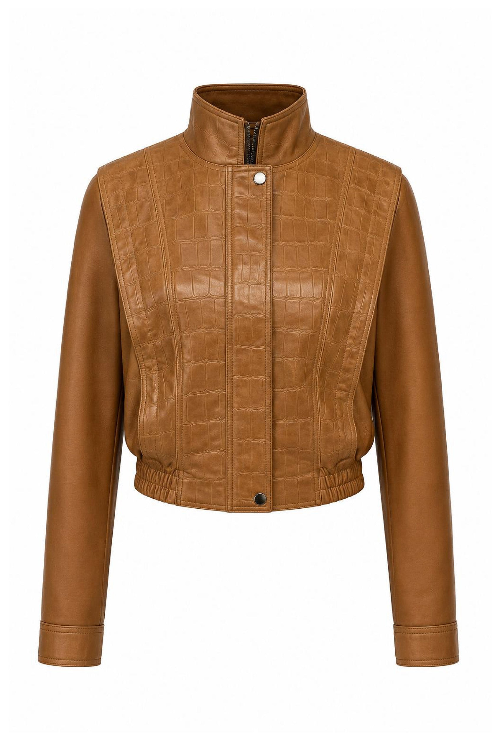 Delphine Women’s Leather Jacket - Cognac
