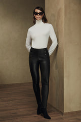 <tc>Ola Damen Leder Leggins Stretch - Schwarz</tc>