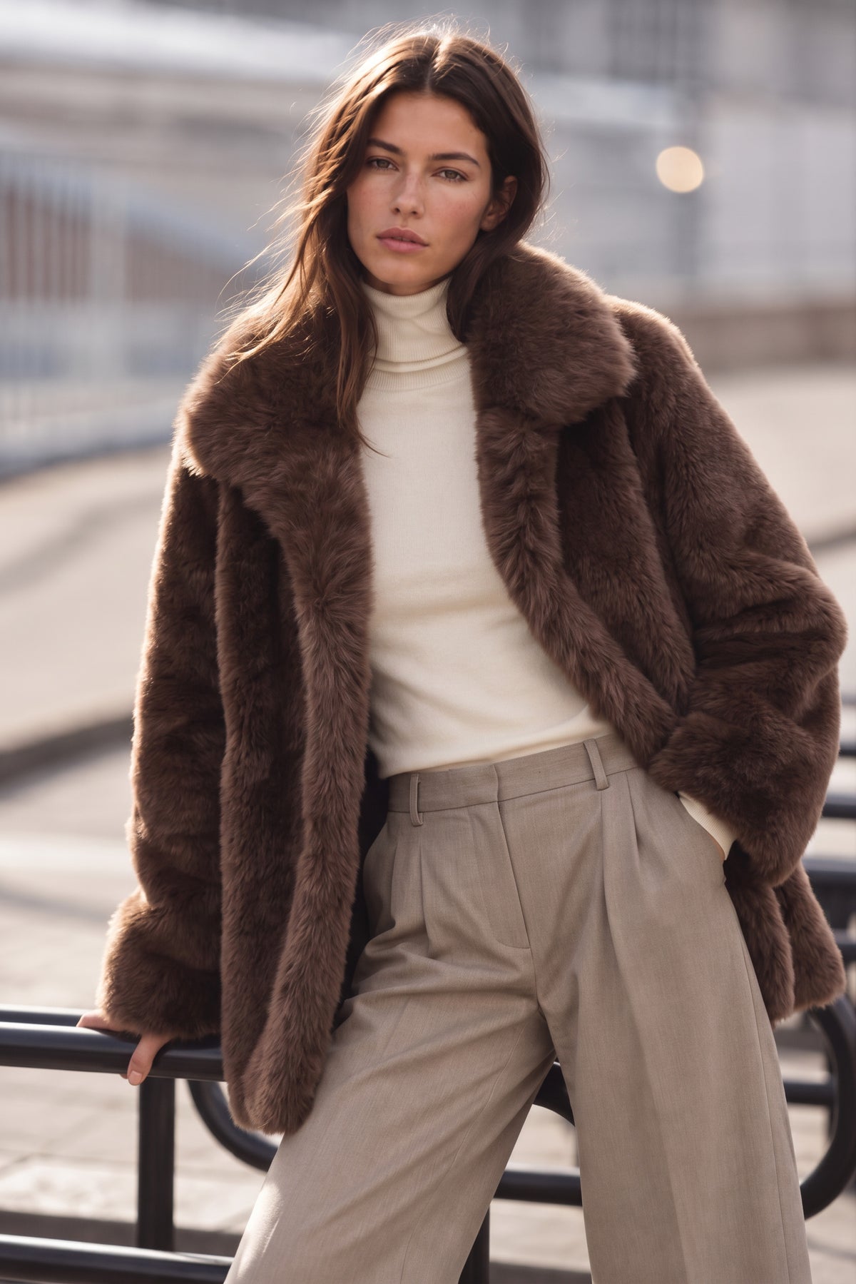 Amira Reversible Shearling Sheepskin Coat - Milk Brown