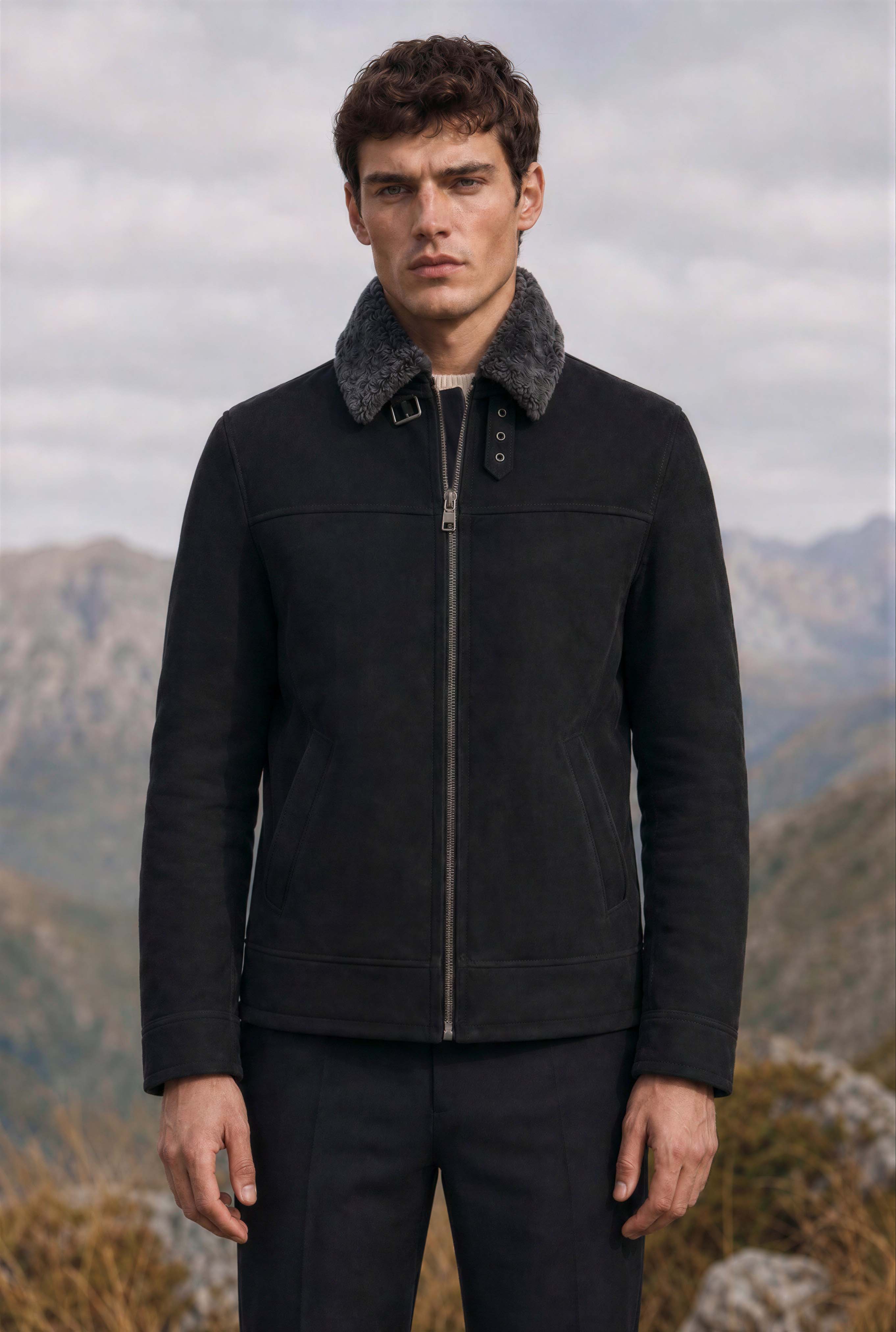 Matt Men's Shearling Sheepskin Jacket - Black