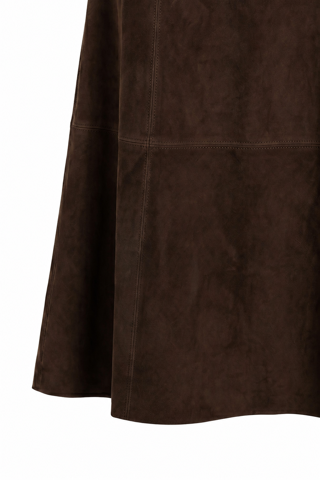 Talia Women’s Suede Leather Midi Skirt - Coffee
