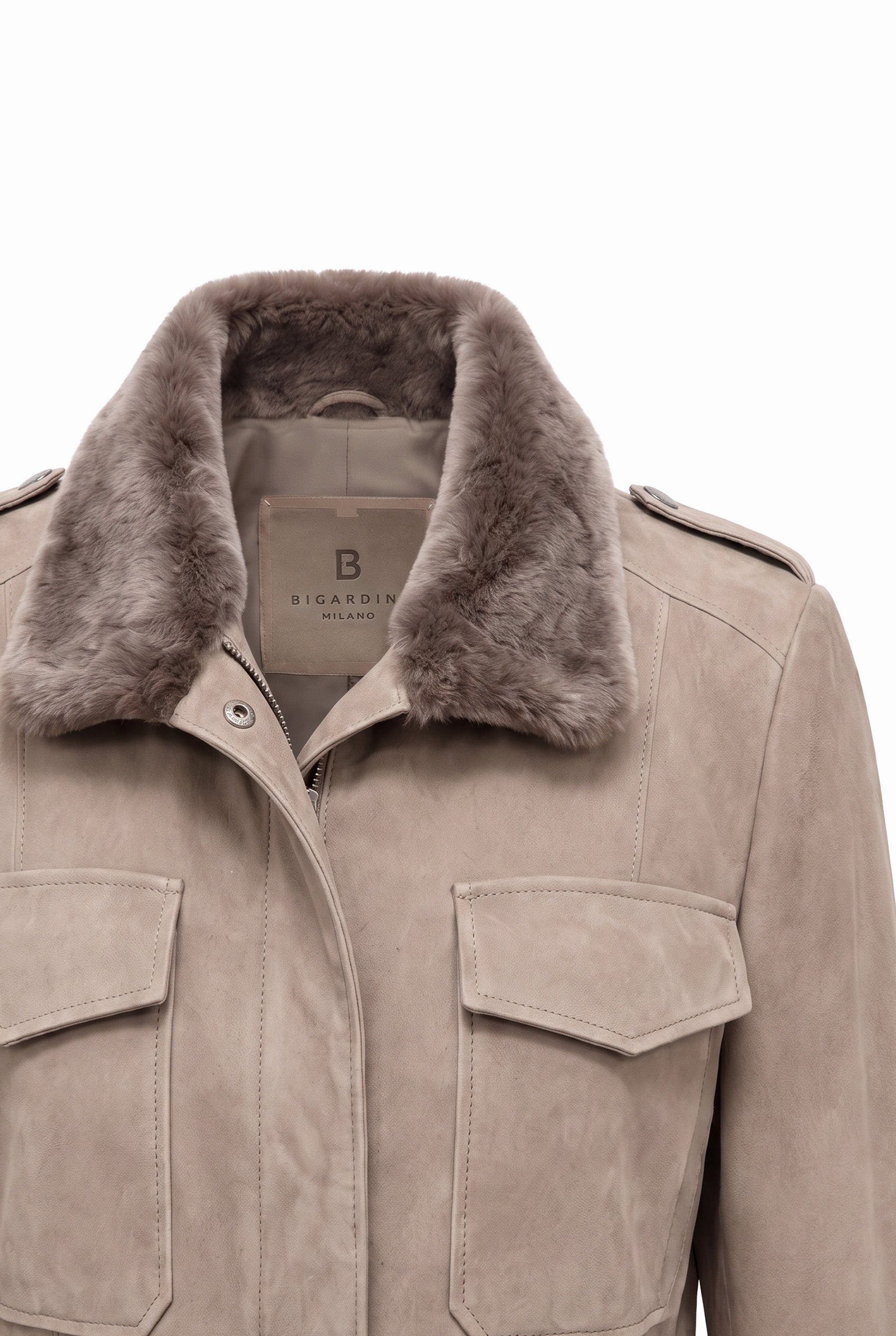 Lucilla Women’s Safari Jacket with Shearling Collar - Vison