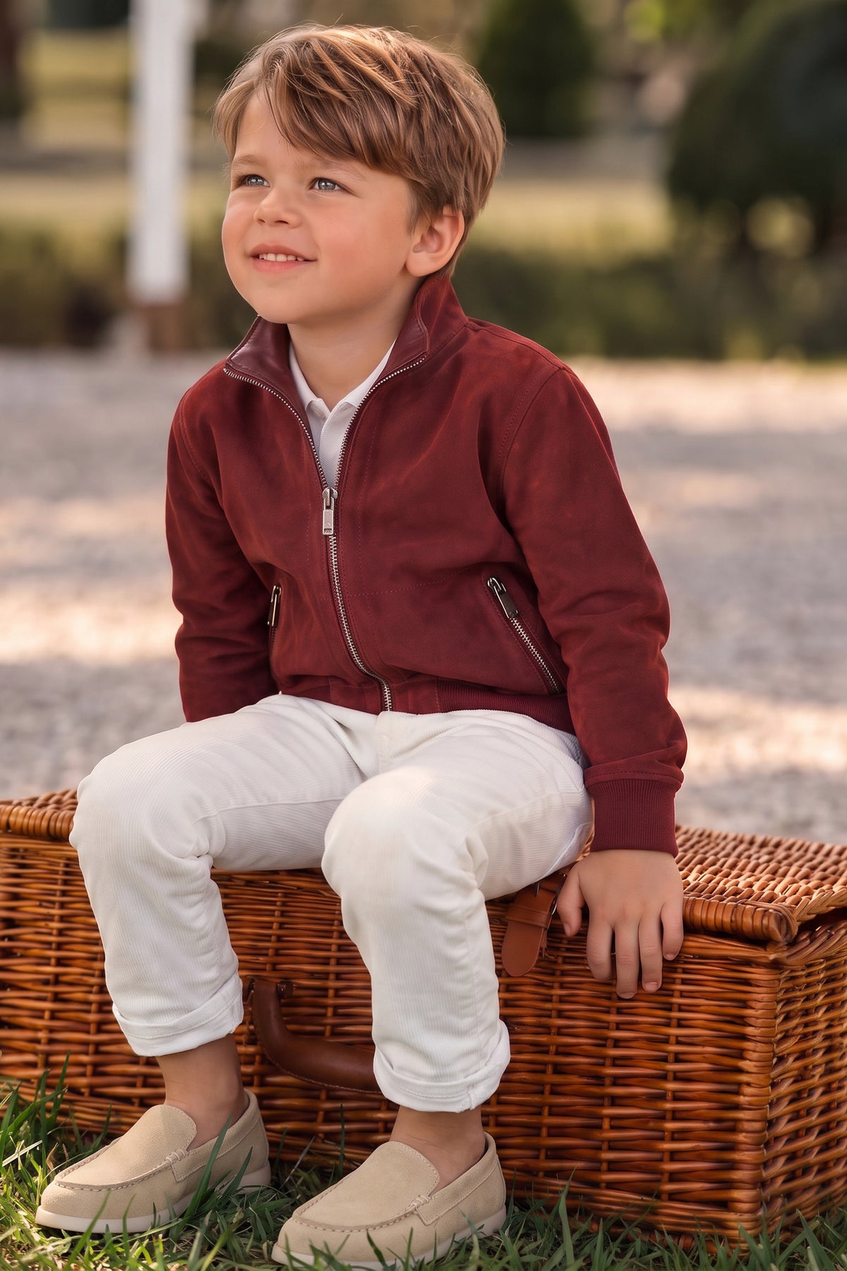 Flora Boys Reversible Suede Jacket - Burgundy
