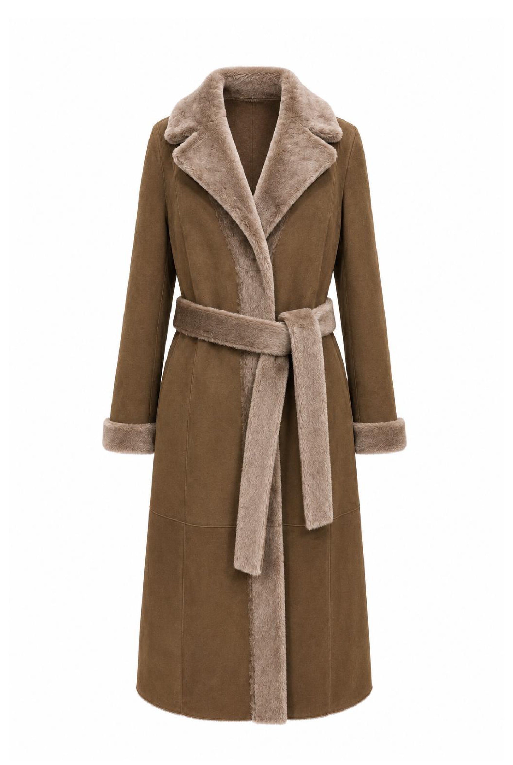 <tc>Tosca Manteau Réversible en Peau Lainée - Tabac</tc>
