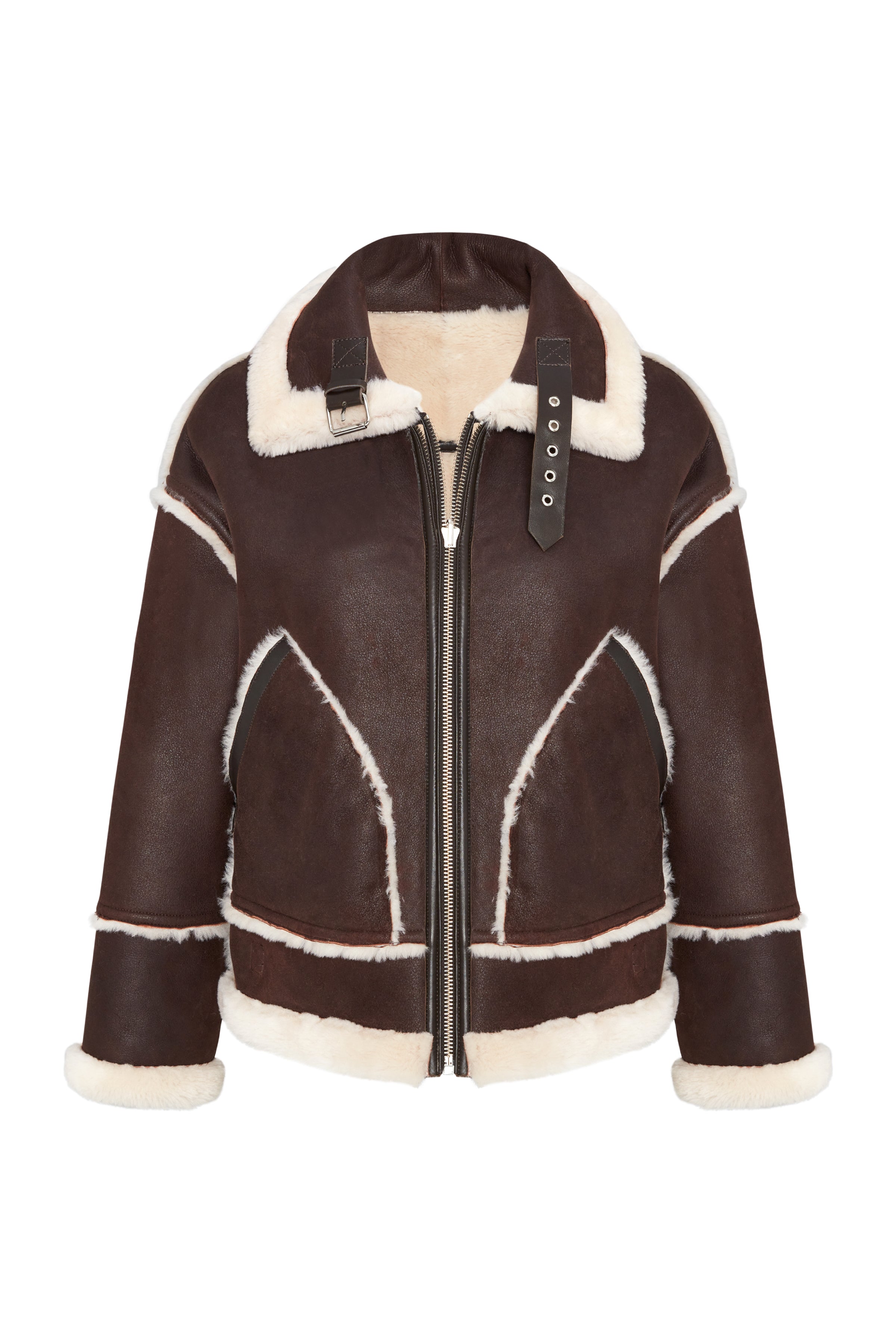 Nora Women's Oversize Reversible Shearling Jacket - Dark Chocolate