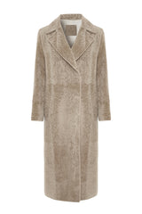 Estelle Women’s Curly Shearling Coat - Taupe Beige