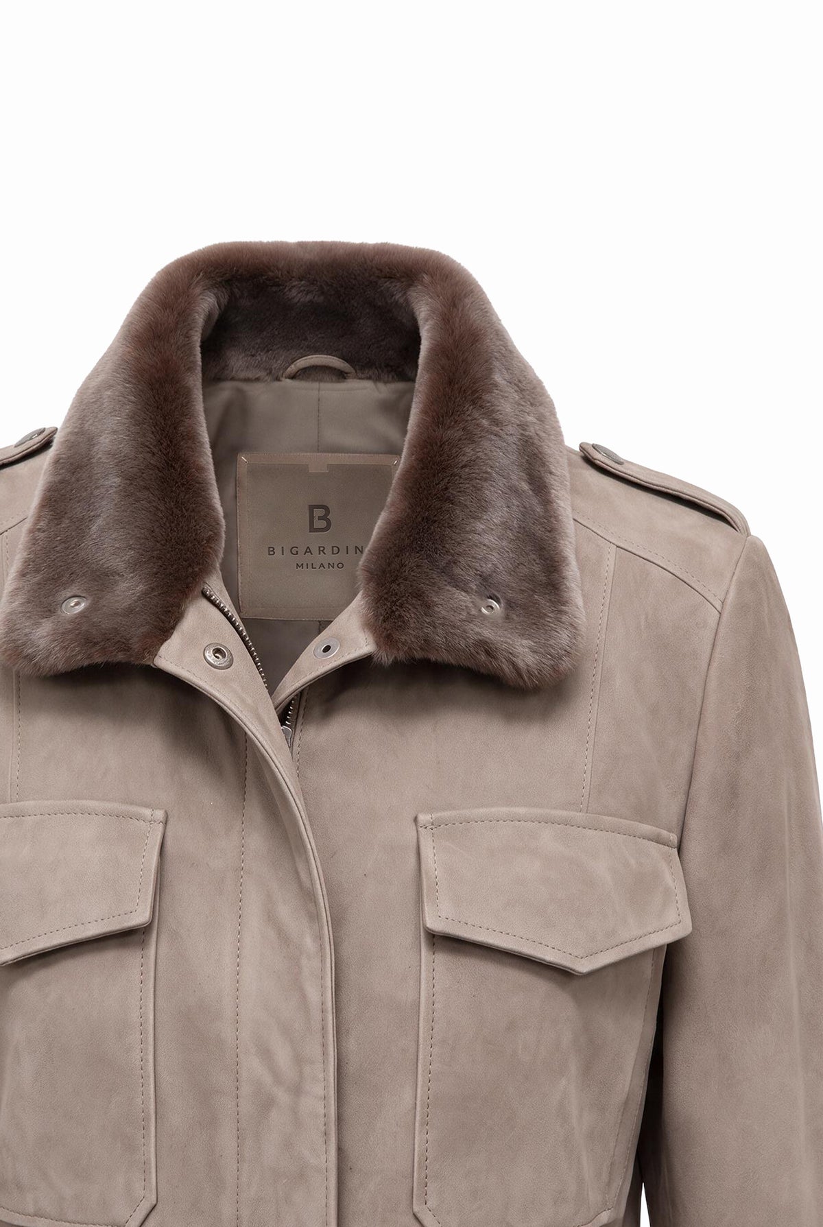 Lucilla Women’s Safari Jacket with Shearling Collar - Vison