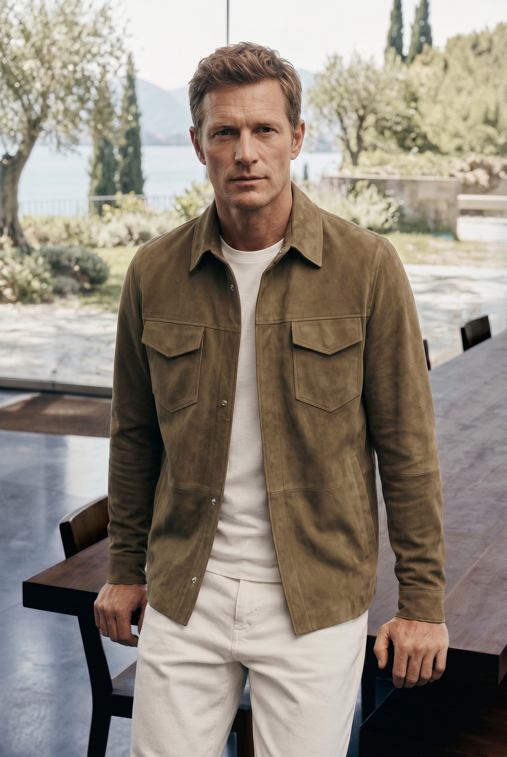 Loren Men’s Suede Shirt - Safari