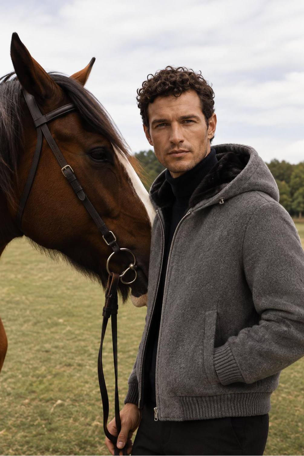Alpi Men’s Alpaca Jacket with Hood - Anthracite
