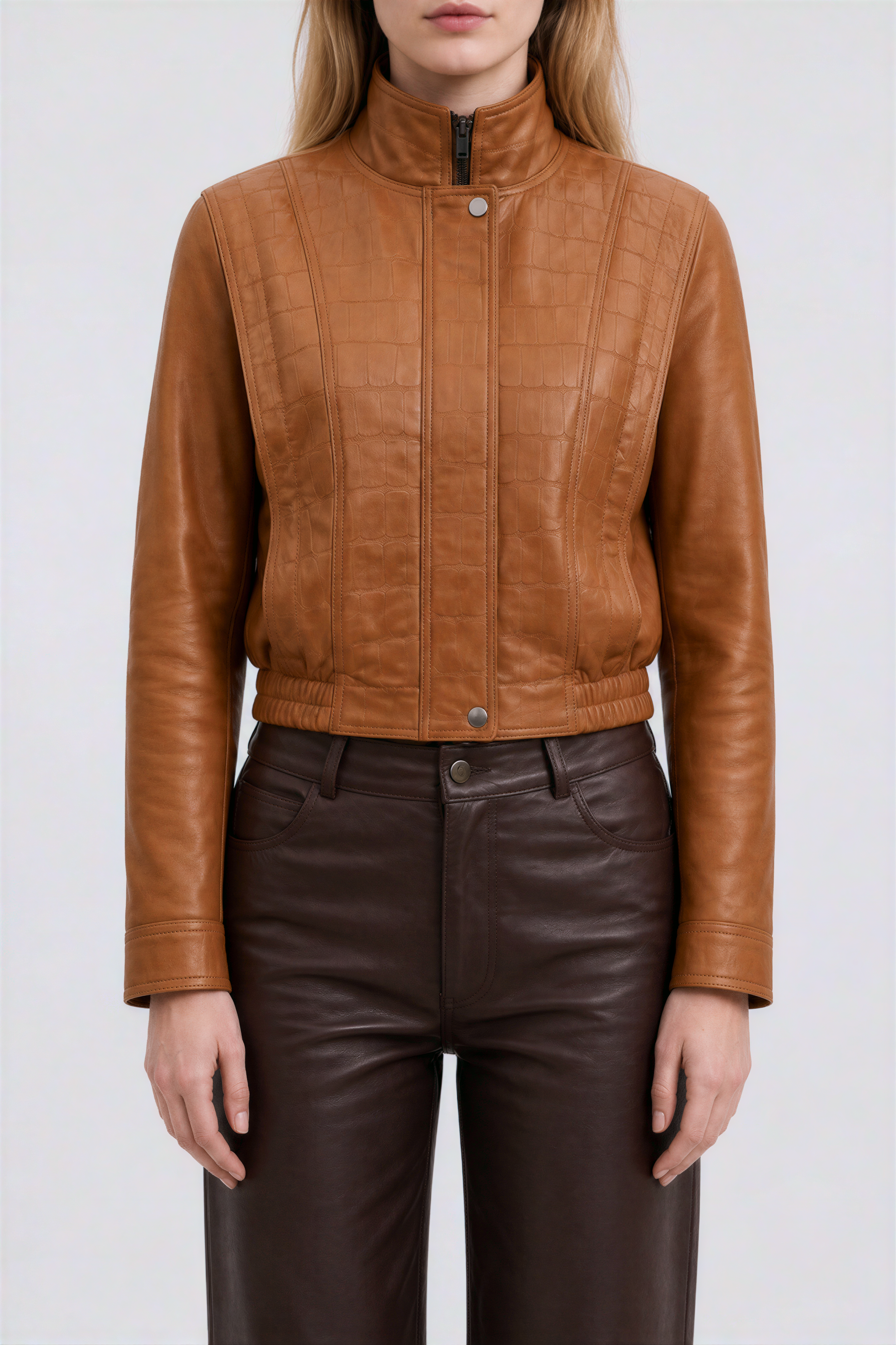 Delphine Women’s Leather Jacket - Cognac