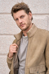 <tc>Rick Herren Lammfell Bomberjacke – Cappuccino/Beige</tc>