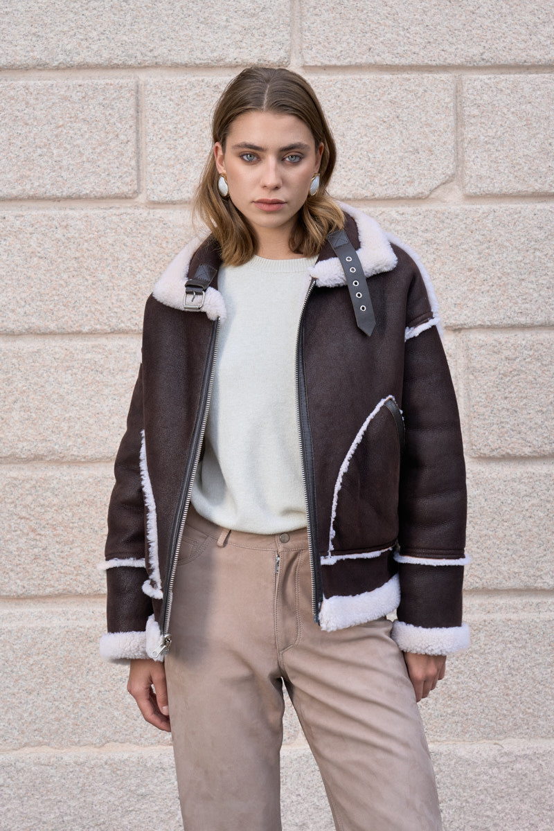 Giacca Nora oversize reversibile in shearling