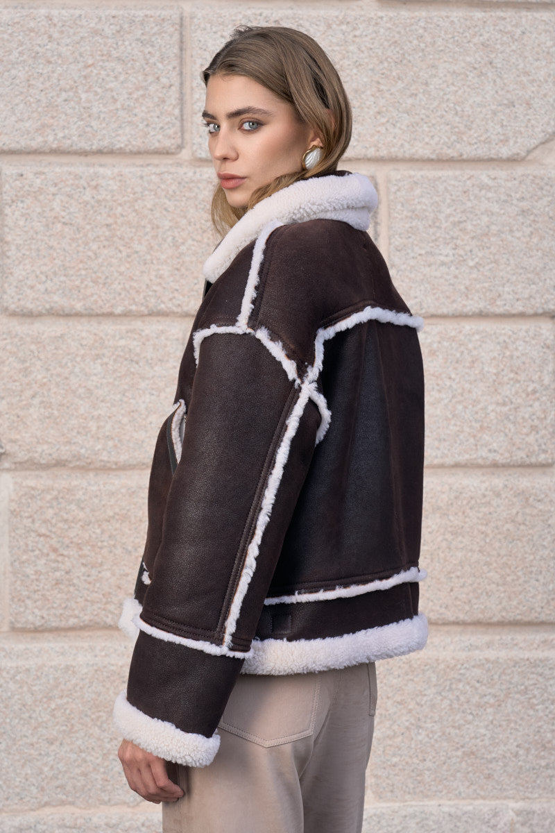 Giacca Nora oversize reversibile in shearling