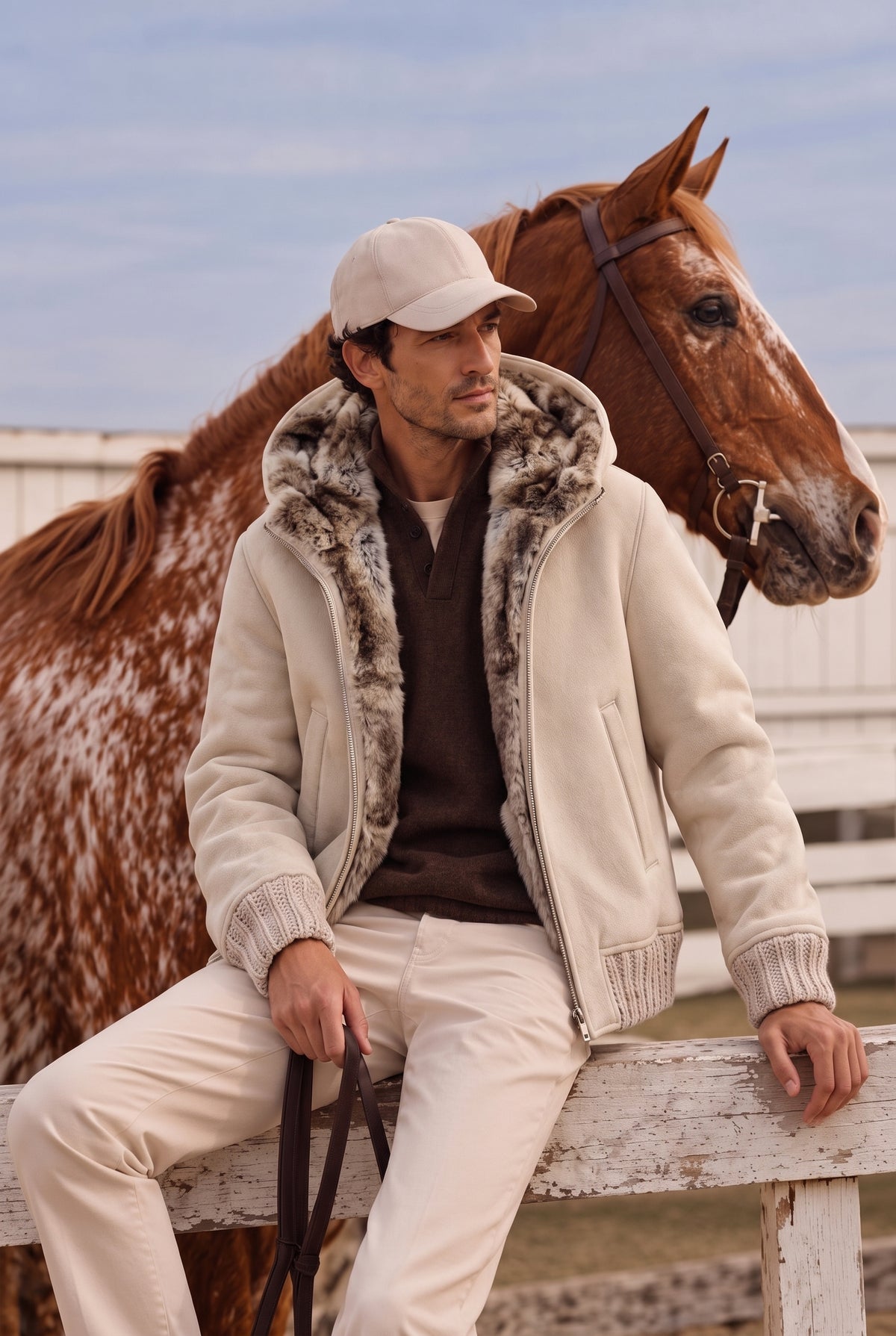 Alpi Men’s Alpaca Jacket with Hood - Natural White