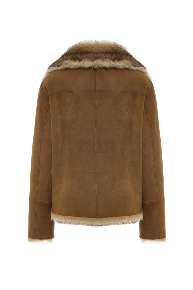 Calista Women’s Reversible Shearling Jacket - Honey Gold