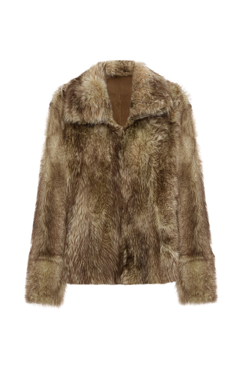 Calista Women’s Reversible Shearling Jacket - Honey Gold