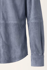 Adrien Men’s Suede Leather Overshirt - Midnight Blue - Bigardini