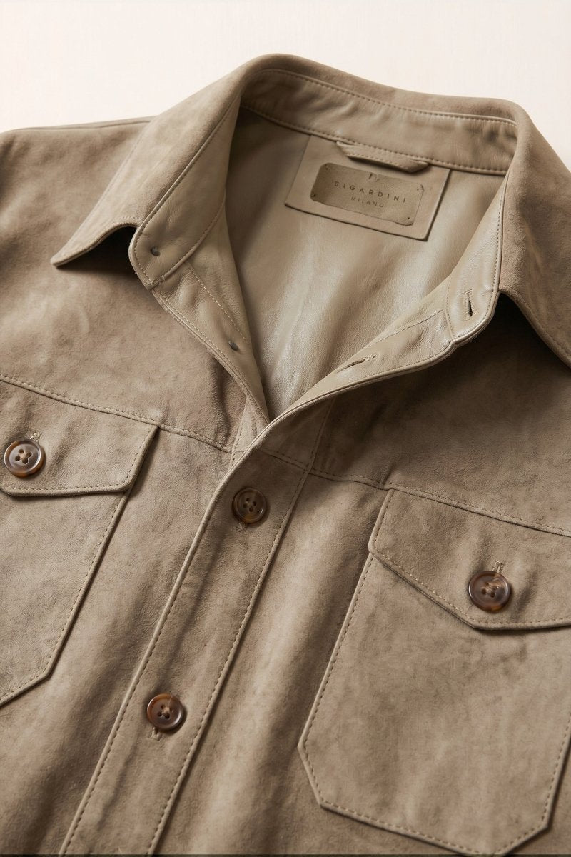 Adrien Men’s Suede Leather Overshirt - Vison - Bigardini