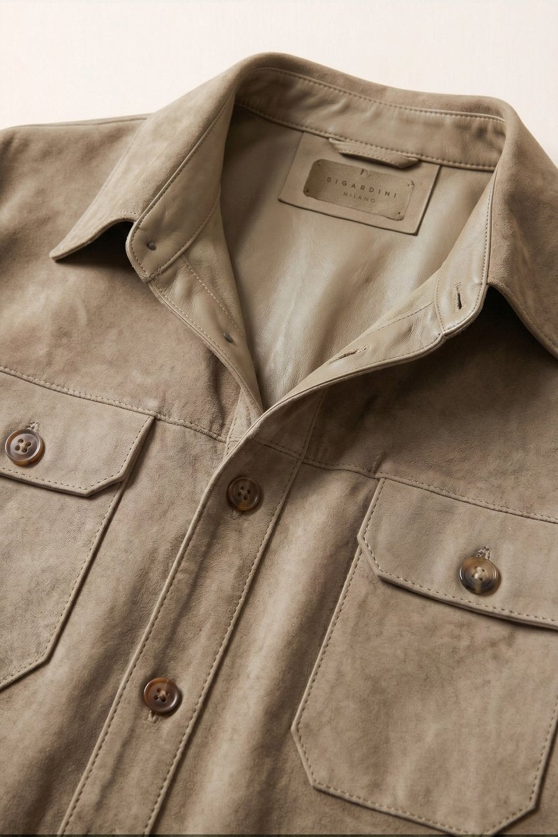 Adrien Men’s Suede Leather Overshirt - Vison - Bigardini