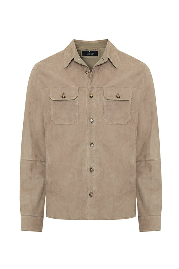 Adrien Suede Leather Overshirt - Vison - Bigardini