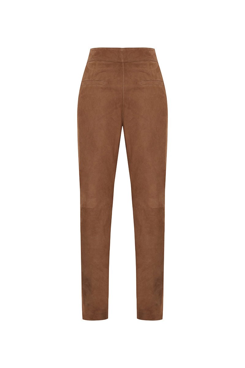 Alma Straight - Leg Suede Leather Trousers - Bigardini