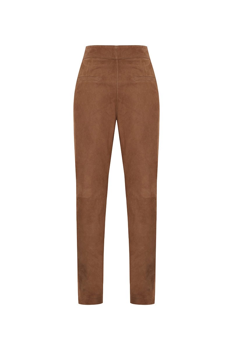 Alma Women's Straight - Leg Suede Leather Trousers - Bigardini