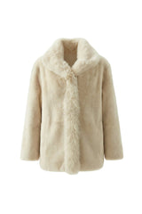 Amira Women’s Reversible Shearling Sheepskin Coat - Cream - Bigardini