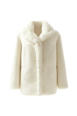 Amira Women’s Reversible Shearling Sheepskin Coat - Snow White - Bigardini