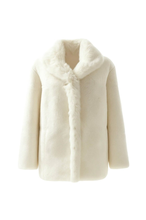 Amira Women’s Reversible Shearling Sheepskin Coat - Snow White - Bigardini