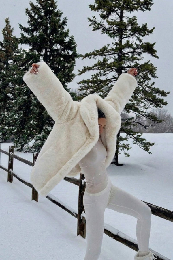 Amira Women’s Reversible Shearling Sheepskin Coat - Snow White - Bigardini