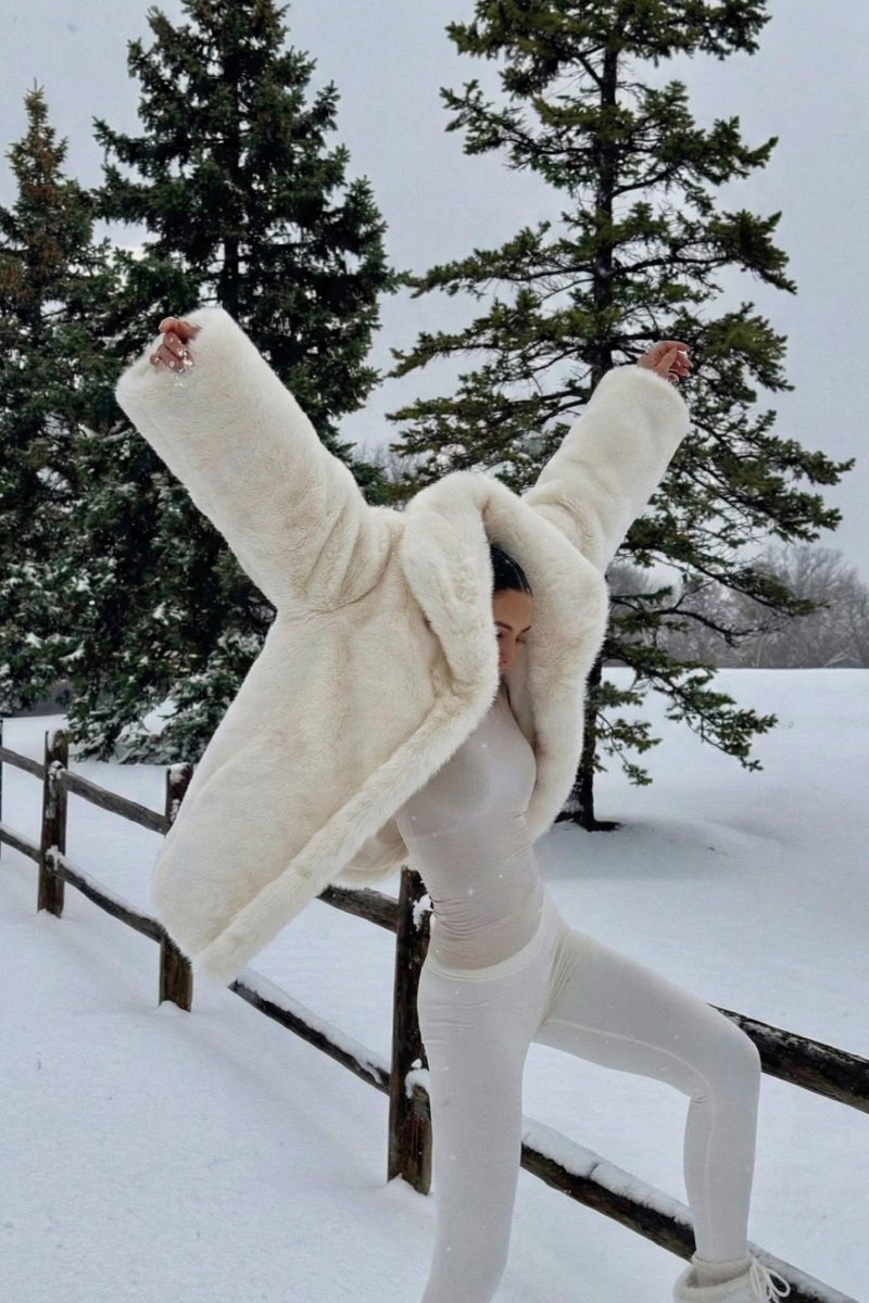 Amira Women’s Reversible Shearling Sheepskin Coat - Snow White - Bigardini