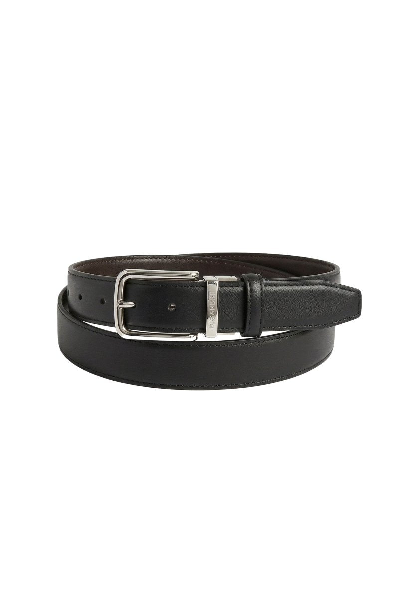 Andalus Unisex Reversible Leather Belt - Black - Bigardini