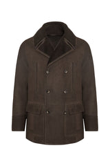 Anthony Men's Shearling Double Breasted Coat - Brown - Bigardini