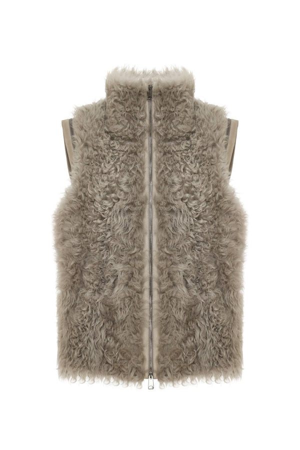 Aria Women’s Shearling Vest - Smoke Gray - Bigardini
