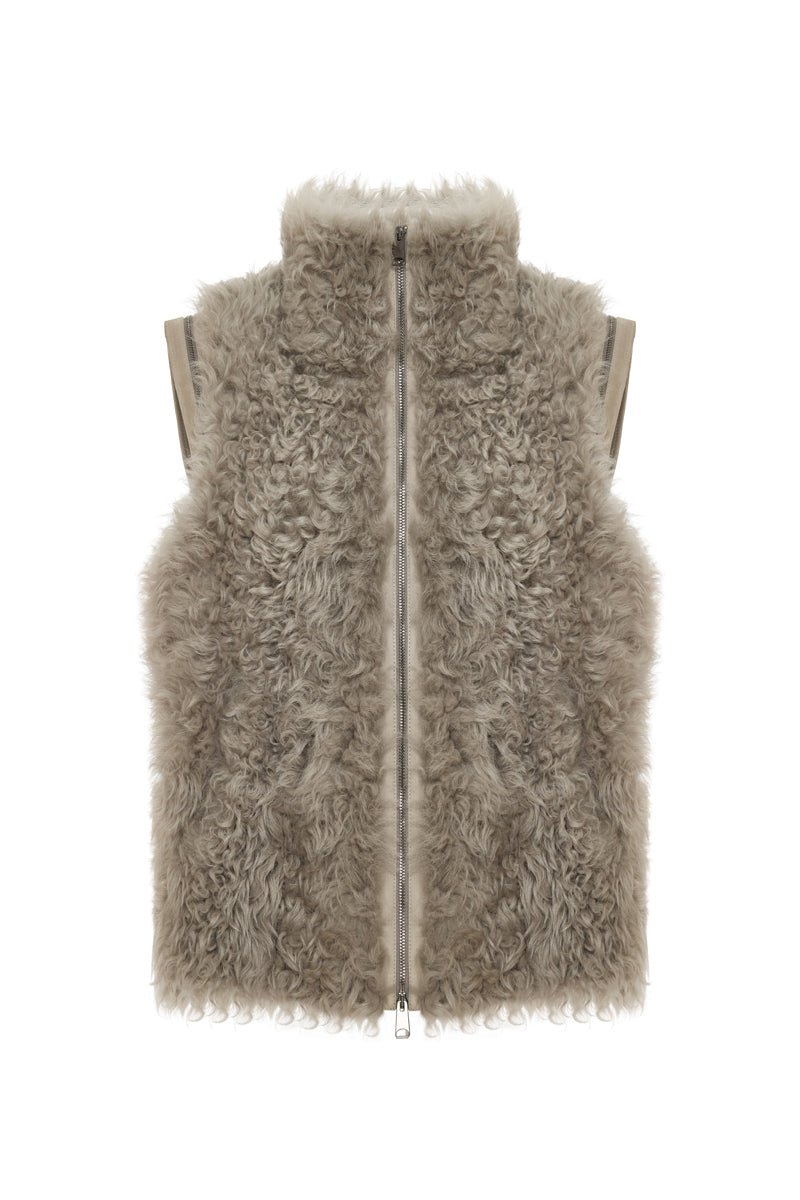 Aria Women’s Shearling Vest - Smoke Gray - Bigardini